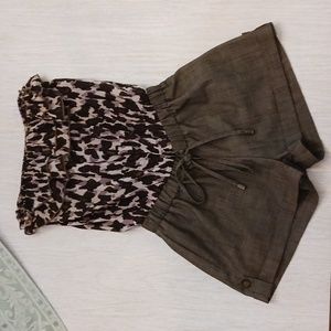 Hot & Delicious, women's  Small, animal print top grey bottom romper